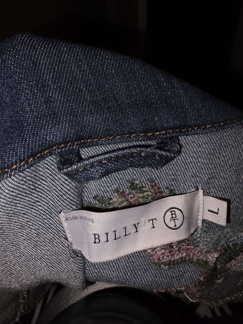 Denim Jacket with Pink Floral & Leopard Embroidery - Picture 7 of 9